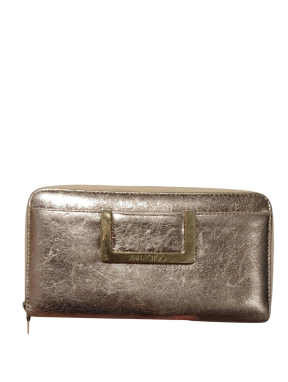 Vintage Jimmy Choo Gold Metallic Leather Long Wallet